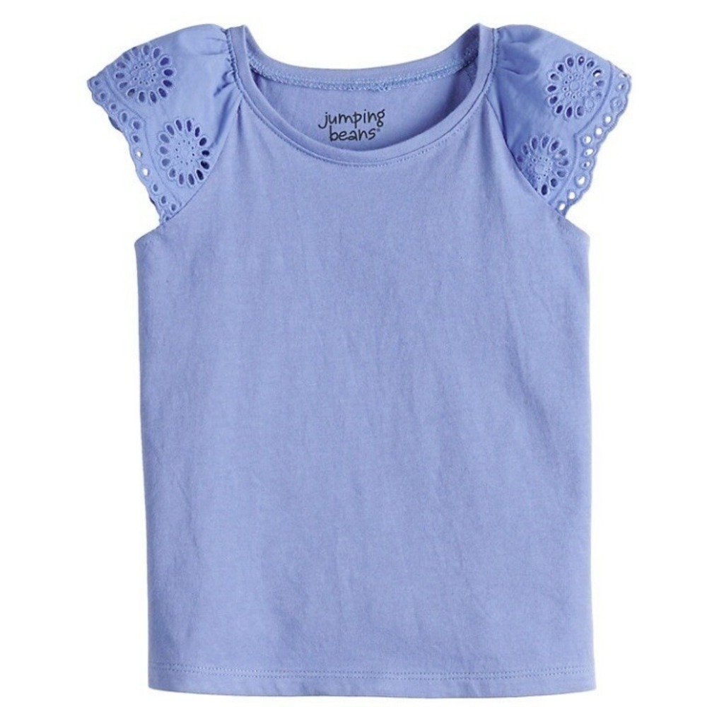 Jumping Beans Girls Eyelet Raglan Tee 12 Months New with Tags Purple Toddler